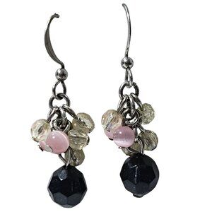 Elegant Handmade Dangle Earrings Black Pink Beads Retro Fashion Jewelry Women